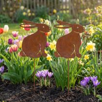 Artikel Gartenstecker Hase aus Metall rustikaler Hingucker für Beete und Blumen 100cm 2St