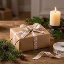 Artikel Weihnachtsband mit Rentieren Weiß Creme Stabile Kante 15mm 18m