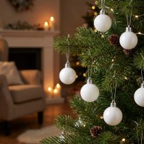 Artikel Christbaumschmuck Weihnachtskugel Weiß 3cm 14 St