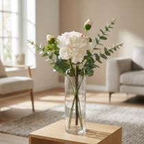 Artikel Weiße Rosen Kunstblumen Rose groß mit drei Knospen 57cm