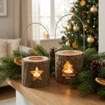 Artikel Teelichthalter zum Aufhängen Teelichthalter Holz 7,5cm 2St