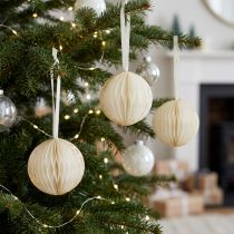 Artikel Wabenbälle Wabenkugeln Weihnachten Weiß Glitter Ø7cm 4St