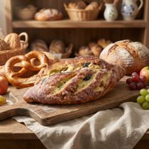 Artikel Deko Rosinenbrot künstlich - Täuschend echte Lebensmittelattrappe für Bäckerei und Schaufenster 22cm