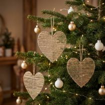 Artikel Deko Herz Jute Natur für Weihnachtsdekoration zum Hängen 20cm 4 St