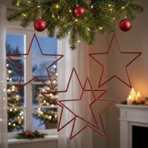 Artikel Große Rote Weihnachtsdeko-Sterne mit Glitter zum Aufhängen 24cm 6er Set