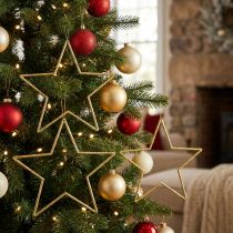 Artikel Deko Sterne Gold mit Glitter Baumschmuck 18cm, Weihnachtsdeko Goldsterne 8 St