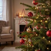 Artikel Deko Sterne Weihnachten Glitter Rot 18cm 8 Stück - Weihnachtsbaum-Anhänger und Fensterdeko