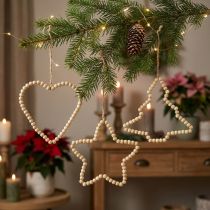 Artikel Dekohänger Weihnachten Holzperlen Herz Stern Baum H16cm 3 St