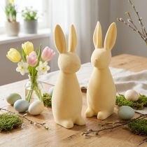 Artikel Deko Hase Deko-Osterhase – 2. Wahl – Beflockt Hellgelb H29,5cm 2 St