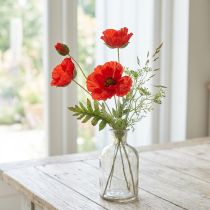 Artikel Mohnblume Deko Gartenblume mit 3 Blüten Rot L70cm