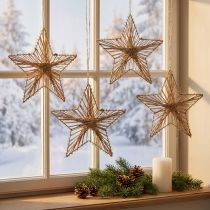 Artikel Stern mit Jute gewickelt Weihnachtsdeko rustikal 20cm 4St