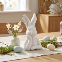 Artikel Osterhase Figur Shabby Chic Hase denkend Weiß 11×9×20,5cm