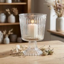 Artikel Windlichtglas Pokal geriffelt Glas Deko Ø11,5cm H15cm