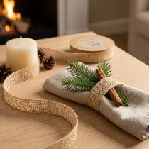 Artikel Dekoband Jute Gelb, Natur 25mm Rustikale Deko Juteband 10m