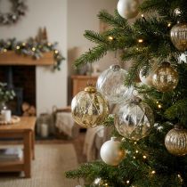 Artikel Vintage Weihnachtskugeln Glas mit Muster Ø10,5cm 3St