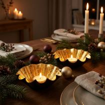 Artikel Teelichthalter Weihnachten Deko Backform Schwarz Gold Ø12cm 2St