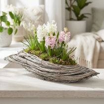 Artikel Pflanzschale Welle Rattan Natur Weiß 40x14x6cm