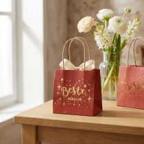 Artikel Geschenktüte mit Henkeln Geschenktasche Rot Gold 12×12cm 8 St