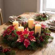 Artikel Künstlicher Christstern in Rot Creme L35cm 6St 2 Bund