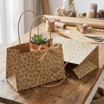 Artikel Geschenktüte Papier Naturbraun Blätter 20×10×10cm 6 St