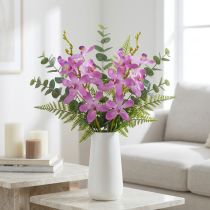 Artikel Künstliche Orchideen 8 lila Blüten Ø3,5cm–5cm 2St