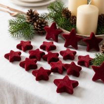 Artikel Weihnachtsdeko Sterne Bordeaux Beflockt Tischdeko 4–5cm 40 St