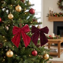 Artikel Stoffschleife Rot Samtschleifen Cord zum Aufhängen für Weihnachtsdeko 24cm 2St