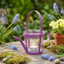 Artikel Windlicht Glas Deko Gießkanne Metall Pink Ø14cm H13cm