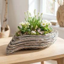 Artikel Pflanzschiffchen Pflanzwelle Rattan Natur Weiß 45x16cm