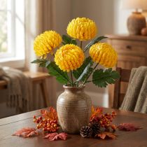Artikel Chrysantheme Gelb Seidenblumen Ø7cm L18cm 4St