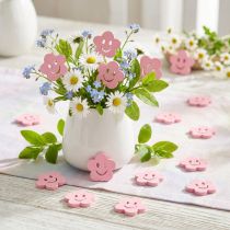 Artikel Holzblume mit Gesicht Rosa 2,5cm 48 St