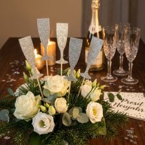 Artikel Silvesterdeko Sektglas Silbern Blumenstecker 9cm 18 St