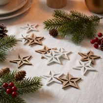 Artikel Holzsterne Deko Streudeko Weihnachten Weiß/Natur 3,5cm 48 St