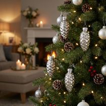 Artikel Weihnachtszapfen Glaszapfen Glas Deko Silber H6,5cm 10 St
