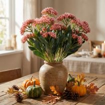 Artikel Künstliche Fette Henne Sedum Mauerpfeffer blühend Rosa 47cm 3St