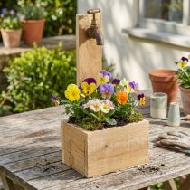 Artikel Pflanzkasten Holz Brunnen Trog Optik Natur Rost L15,5cm