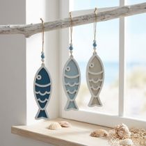 Artikel Dekohänger Fisch Holz Hängedeko Maritim Blau 12cm 9St