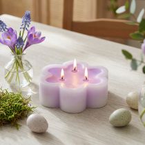 Artikel Dreidochtkerze als Blüte Kerze Lila Weiß Ø11,5cm H4cm