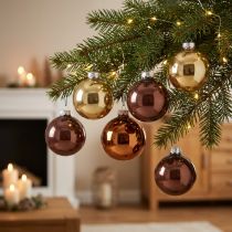 Artikel Weihnachtskugeln Gold Braun Baumkugeln Glas Ø6cm 24 St