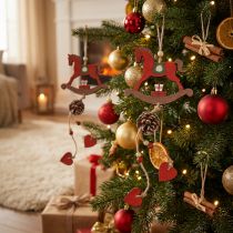 Artikel Deko Schaukelpferd Holz Hängedeko Weihnachten Rot 37cm 2St