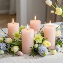 Artikel Stumpenkerzen durchgefärbt Hellrosa 60×100mm 4er-Set Dekokerzen Ostern Hochzeit