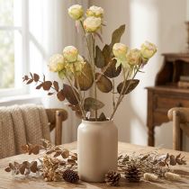 Artikel Künstliche Rosen verwelkt Drylook 9 Blüten Creme 69cm