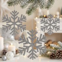 Artikel Schneeflocke Silber zum Hängen Ø8cm - Ø12cm 9 St