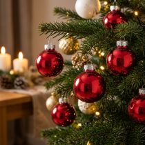 Artikel Weihnachtskugeln Glas Baumkugeln in Rot Ø4cm 24 St