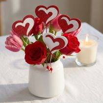 Artikel Herz am Stab Rot, Weiß Dekoherz Dekostecker Valentinstag 16 St