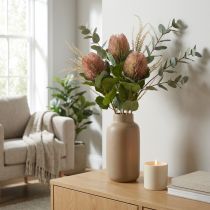 Artikel Künstliche Banksia Proteaceae Weiß-Lila L58cm H6cm 3St