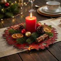 Artikel Weihnachtsteller Metall Dekoteller mit Sternen Rot Ø34cm