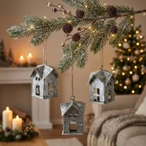Artikel Weihnachtsanhänger Metall Haus Shabby Chic Weiß H9,5cm 3St
