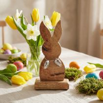 Artikel Osterhase Holz mit Eiern Metall, Tischdeko Ostern H20,5cm