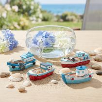 Artikel Deko Schiffchen Boot Blau Rot Maritime Tischdeko 5cm 8 St
